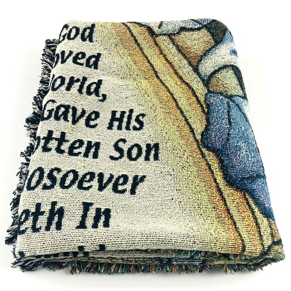 Tapestry Throw Blanket Blue Yellow Floral Inspiration Calla Lillies 62in x 52in - Picture 11 of 12